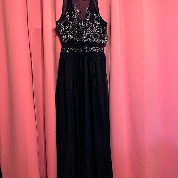 Teeze Me Nights Formal Blue Dress Maxi Prom Like New Size 15 - Picture 13 of 16